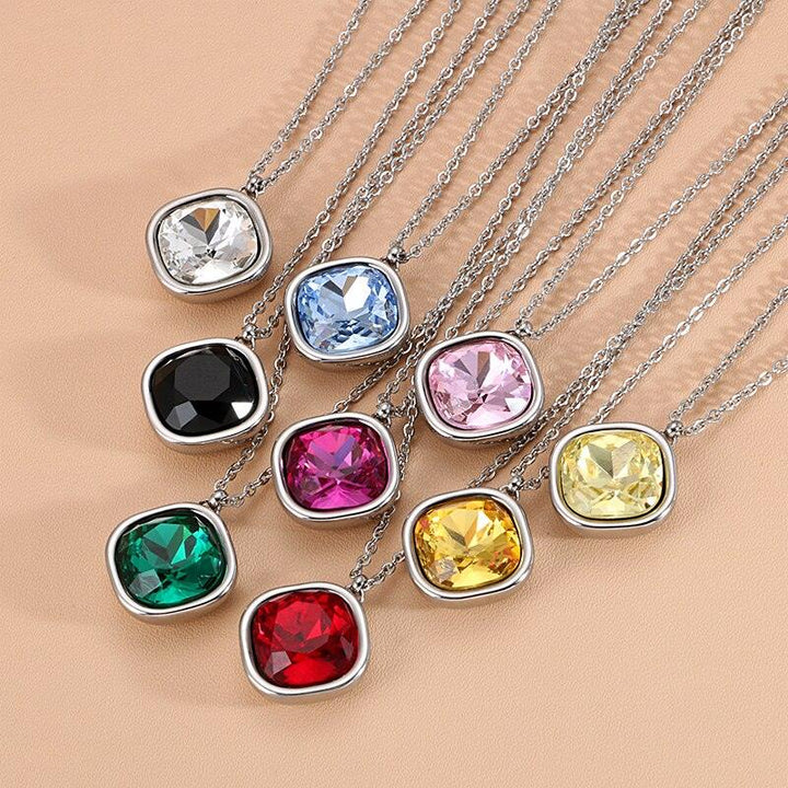 Kalen Fashion Multiple Color Rainbow Pendant Necklaces For Women Gold Color Stainless Steel Link Chain Choker Jewelry Accessory.