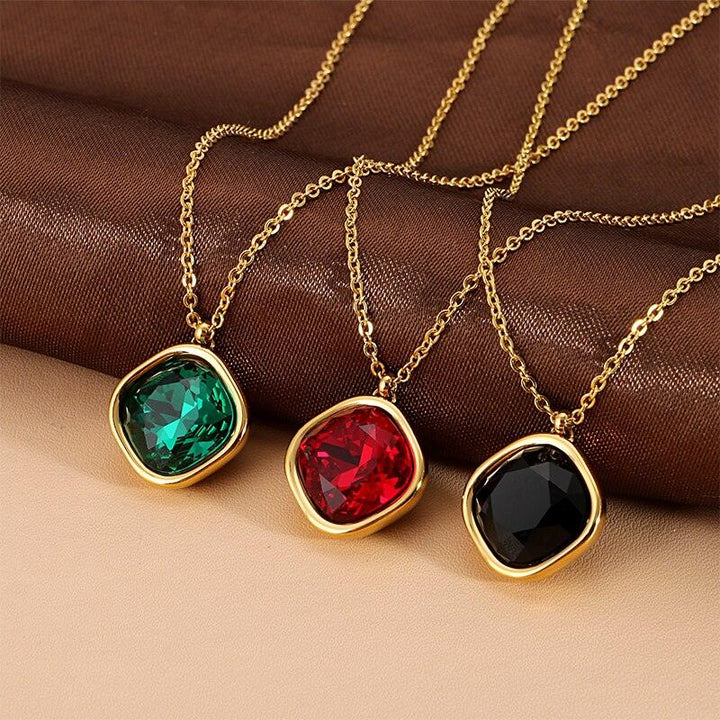 Kalen Fashion Multiple Color Rainbow Pendant Necklaces For Women Gold Color Stainless Steel Link Chain Choker Jewelry Accessory.