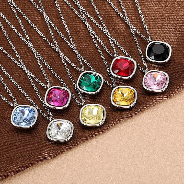 Kalen Fashion Multiple Color Rainbow Pendant Necklaces For Women Gold Color Stainless Steel Link Chain Choker Jewelry Accessory.