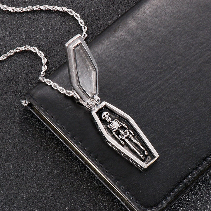 Kalen Mummy Carved Cross Pendant Gothic Stainless Steel Vintage Necklace Men's Women Jewelry.