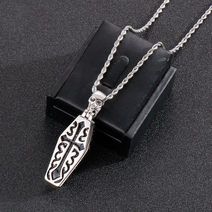 Kalen Mummy Carved Cross Pendant Gothic Stainless Steel Vintage Necklace Men's Women Jewelry.