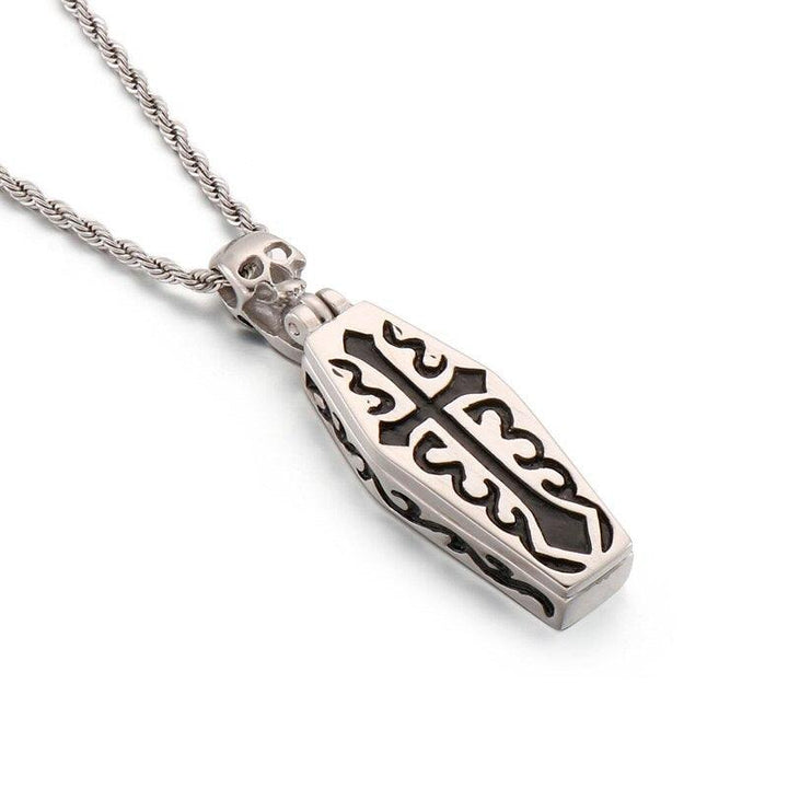 Kalen Mummy Carved Cross Pendant Gothic Stainless Steel Vintage Necklace Men's Women Jewelry.