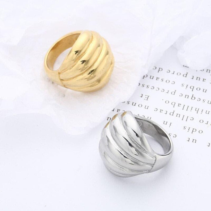 New Fashion Stainless Steel Thick Large Layers Rings Women Personality Minimalist Punk Big Gold Color Anillos Jewelry Weddinng.