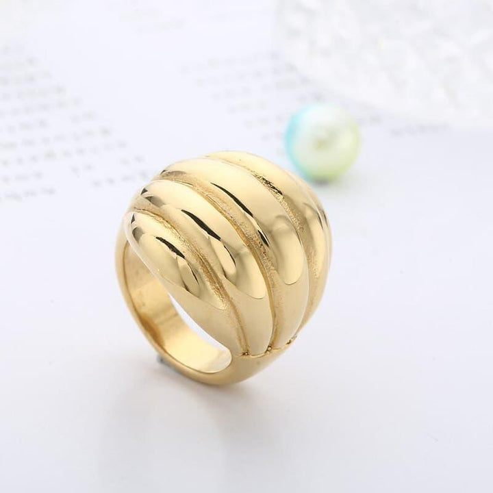 New Fashion Stainless Steel Thick Large Layers Rings Women Personality Minimalist Punk Big Gold Color Anillos Jewelry Weddinng.