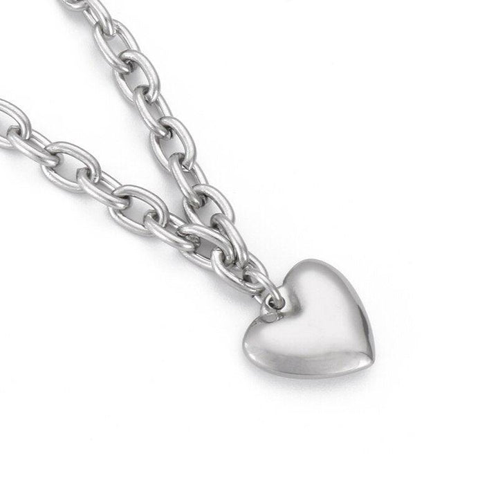 Kalen Lokaer Bohemia Design O Chain Layer Heart Pendant Charm Necklaces For Women Stainless Steel Chain Choker Necklace.