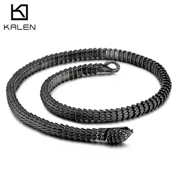 Oxidation Black Dragon Chain Snake Stainless Steel Necklaces For Men - kalen