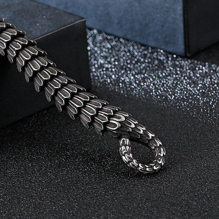 Oxidation Black Dragon Chain Snake Stainless Steel Necklaces For Men - kalen