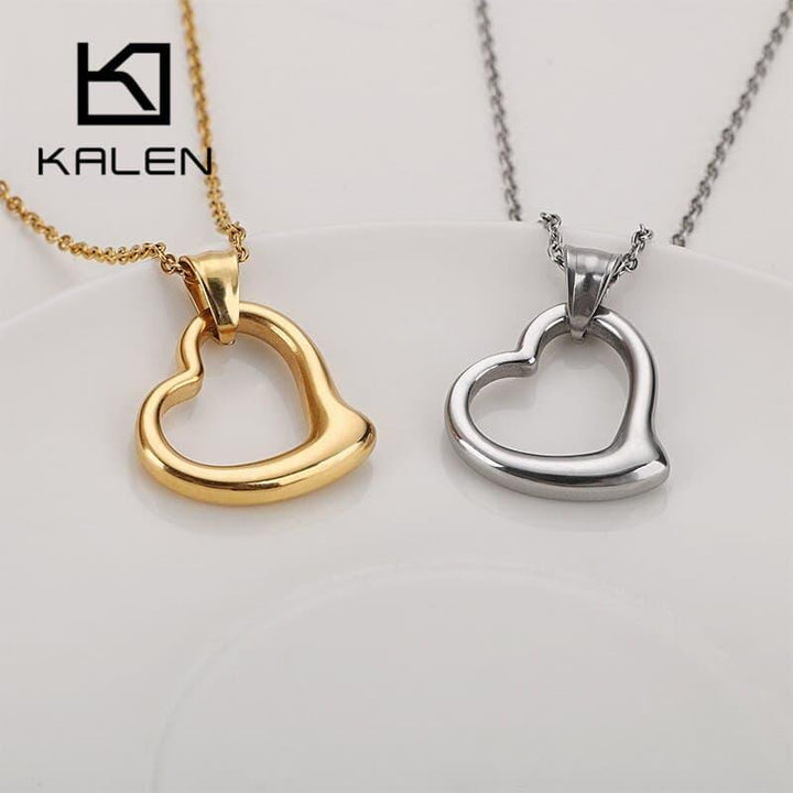 Kalen Romantic Lovers' MINI Heart Pendant Necklaces For Women Men Gold Color Stainless Steel Neckalces Unisex Jewelry Gifts.