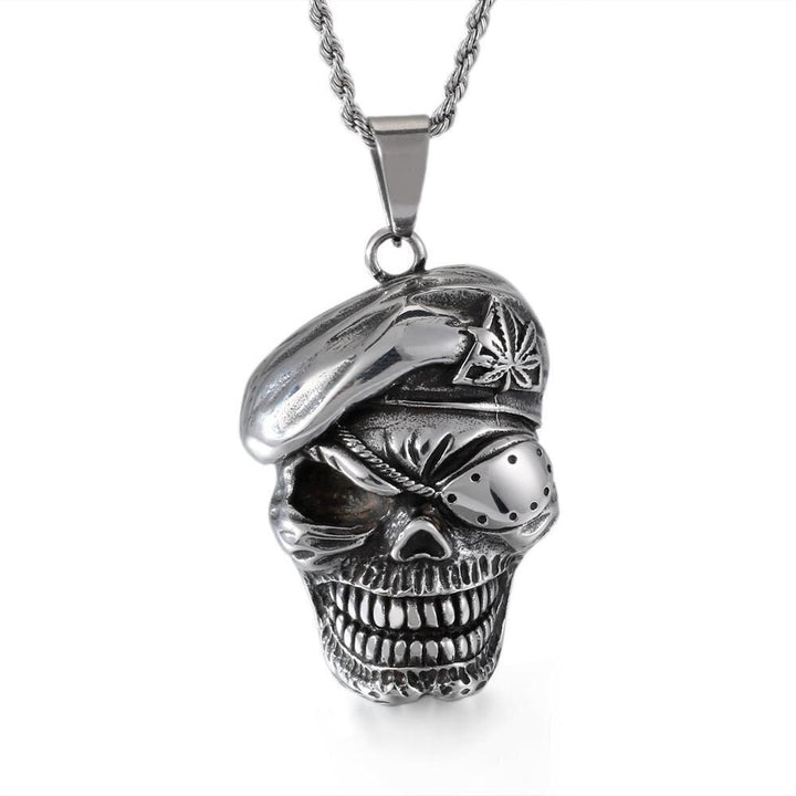 KALEN Stainless Steel Punk  Skull Pendant Necklace Men Viking Skeleton Charm Twisted Long Chain Choker Gothic Jewellry.