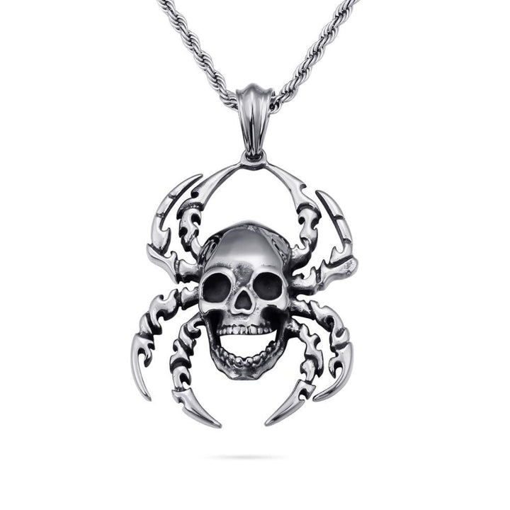 KALEN Stainless Steel Punk  Skull Pendant Necklace Men Viking Skeleton Charm Twisted Long Chain Choker Gothic Jewellry.