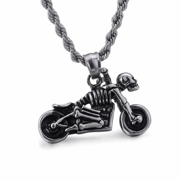 KALEN Stainless Steel Punk  Skull Pendant Necklace Men Viking Skeleton Charm Twisted Long Chain Choker Gothic Jewellry.