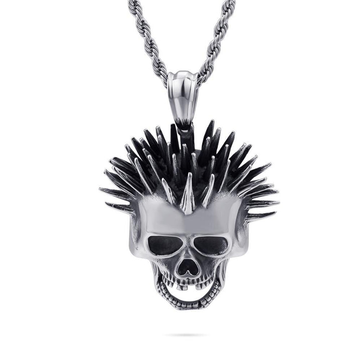 KALEN Stainless Steel Punk  Skull Pendant Necklace Men Viking Skeleton Charm Twisted Long Chain Choker Gothic Jewellry.