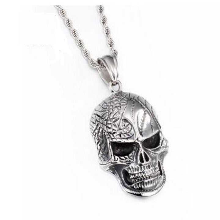 KALEN Stainless Steel Punk  Skull Pendant Necklace Men Viking Skeleton Charm Twisted Long Chain Choker Gothic Jewellry.