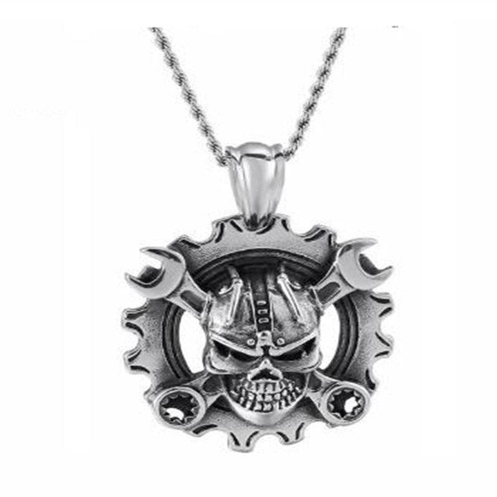 KALEN Stainless Steel Punk  Skull Pendant Necklace Men Viking Skeleton Charm Twisted Long Chain Choker Gothic Jewellry.