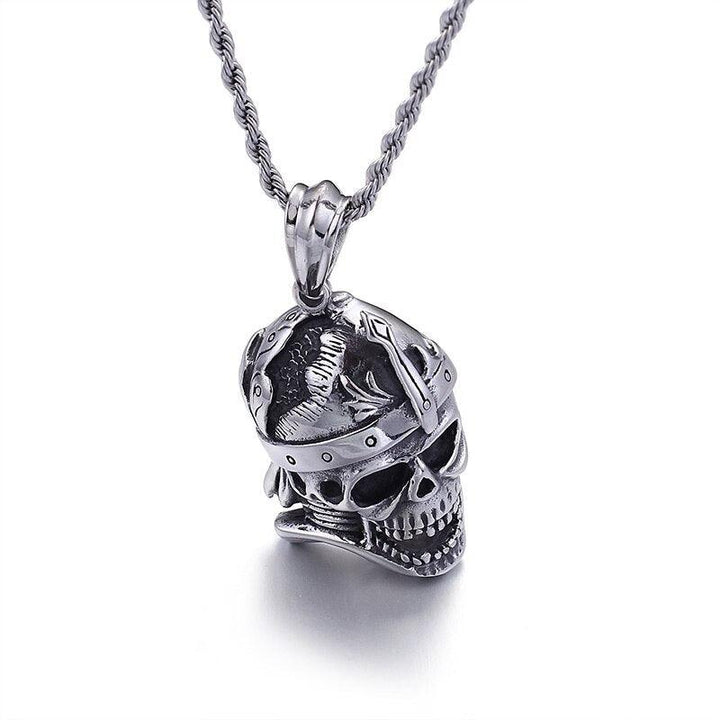 KALEN Stainless Steel Punk  Skull Pendant Necklace Men Viking Skeleton Charm Twisted Long Chain Choker Gothic Jewellry.