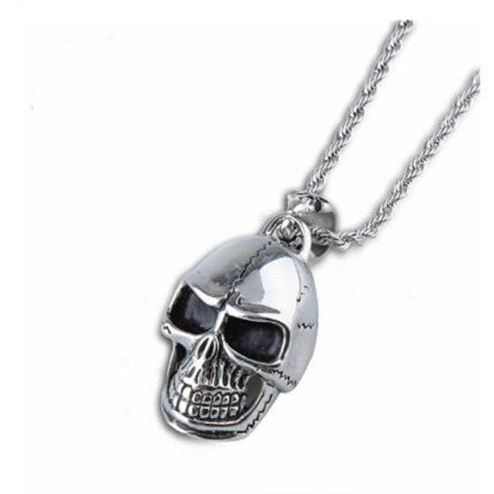 KALEN Stainless Steel Punk  Skull Pendant Necklace Men Viking Skeleton Charm Twisted Long Chain Choker Gothic Jewellry.