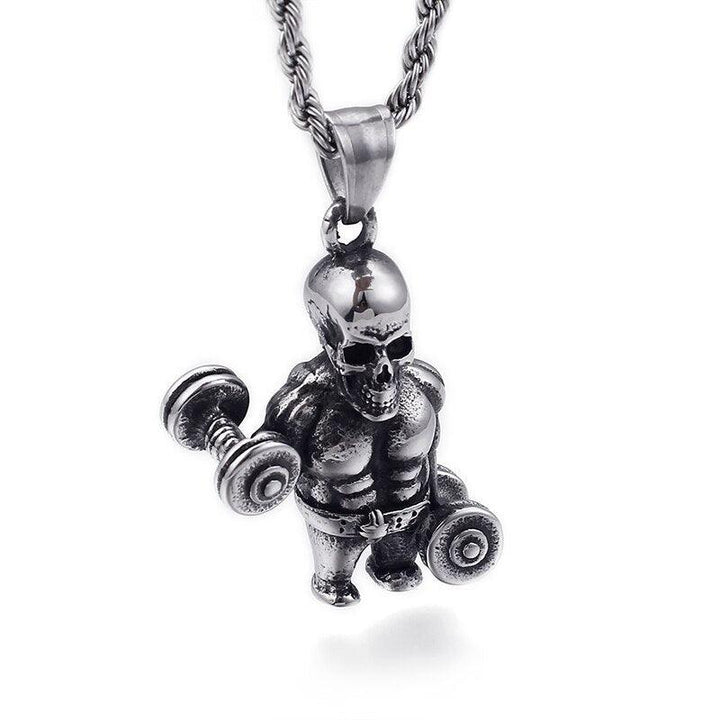 KALEN Stainless Steel Punk  Skull Pendant Necklace Men Viking Skeleton Charm Twisted Long Chain Choker Gothic Jewellry.