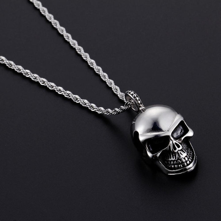 KALEN Stainless Steel Punk  Skull Pendant Necklace Men Viking Skeleton Charm Twisted Long Chain Choker Gothic Jewellry.