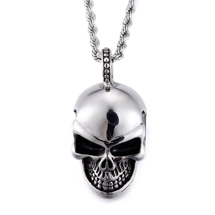 KALEN Stainless Steel Punk  Skull Pendant Necklace Men Viking Skeleton Charm Twisted Long Chain Choker Gothic Jewellry.