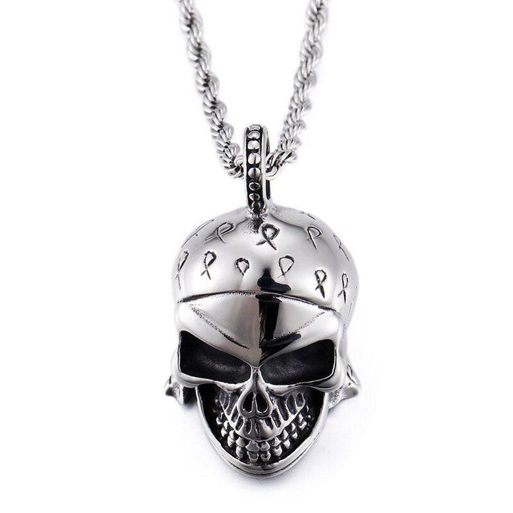 KALEN Stainless Steel Punk  Skull Pendant Necklace Men Viking Skeleton Charm Twisted Long Chain Choker Gothic Jewellry.