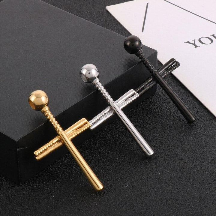 KALEN New Fashion Sports Baseball Bat Religious Cross Pendant Necklace For Women And Men Punk Polishing Stainless Steel Jewelry.