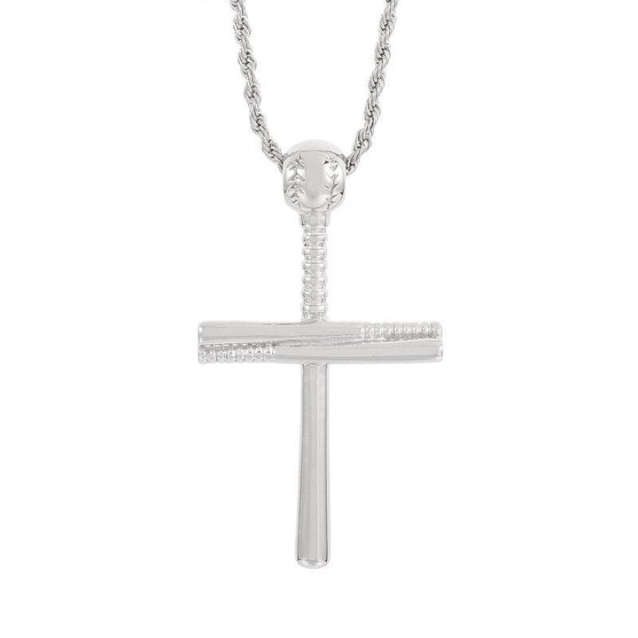 KALEN New Fashion Sports Baseball Bat Religious Cross Pendant Necklace For Women And Men Punk Polishing Stainless Steel Jewelry.