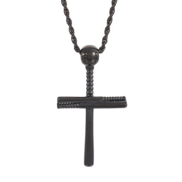 KALEN New Fashion Sports Baseball Bat Religious Cross Pendant Necklace For Women And Men Punk Polishing Stainless Steel Jewelry.