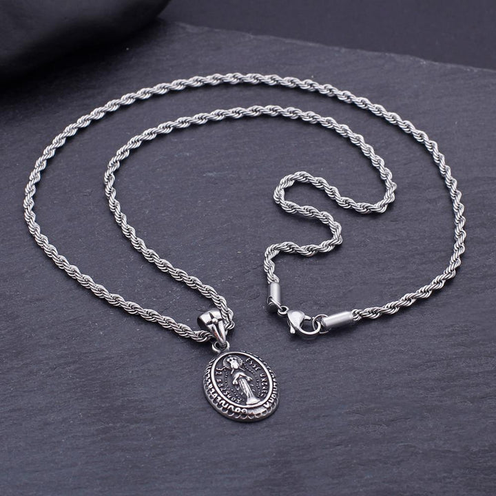 KALEN Vintage Figure Pendant Necklaces For Men  Stainless Steel Religious Pendant 50cm 55cm 60cm Chain Necklace Gift.