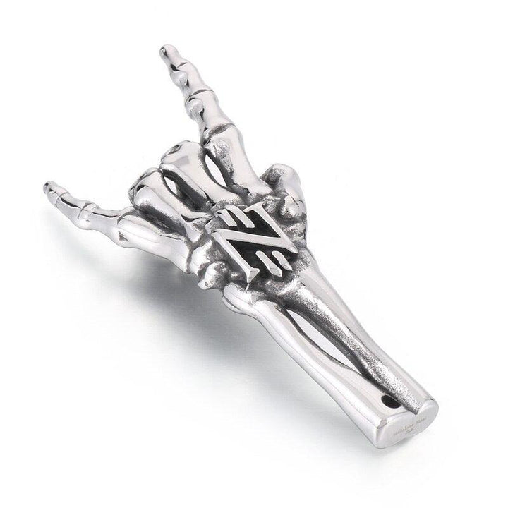 KALEN Stainless Steel Retro Rock Character Skull Hand Bone Pendant Men Necklace Pendant Jewelry.