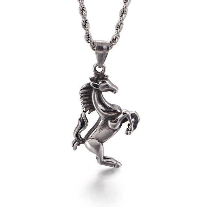 KALEN Boho Stainless Steel Running Horse Pendant Necklace Men Hip Hop Animal Colar Masculino Jewelry.