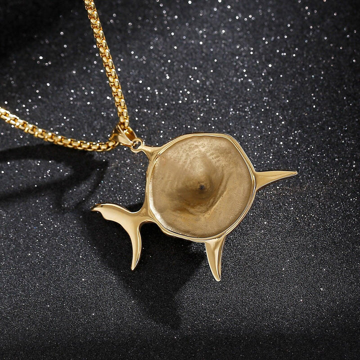 Kalen Golden Hip Hop Polished Shark Pendant 316L Stainless Steel Men's Necklace Party Jewelry.