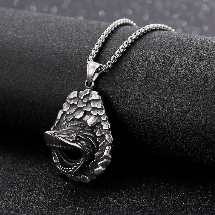 Kalen Shark Pendant Necklace Men's Fierce Jewelry Chain Punk Style Gift For Friends.