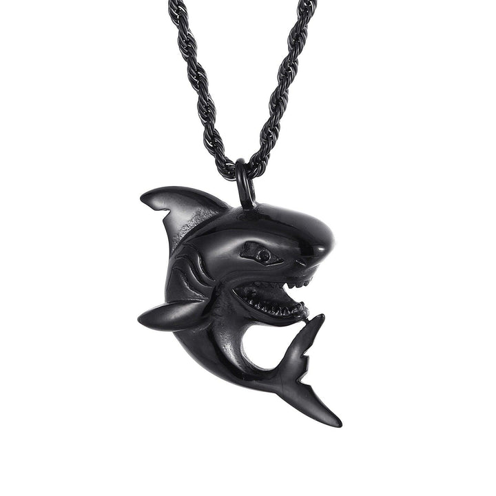 Kalen Shark Pendant Tricolor Stainless Steel High Quality Necklace Punk Jewelry Wholesale.