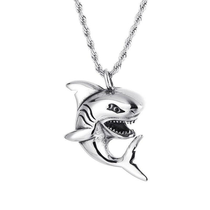 Kalen Shark Pendant Tricolor Stainless Steel High Quality Necklace Punk Jewelry Wholesale.