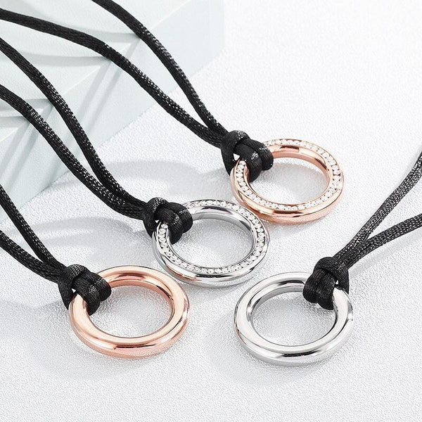 KALEN Fashion New Stainless Steel Simple Round Necklace Long Velvet Rope Temperament Female Zirconia Pendant Gifts Wholesale.