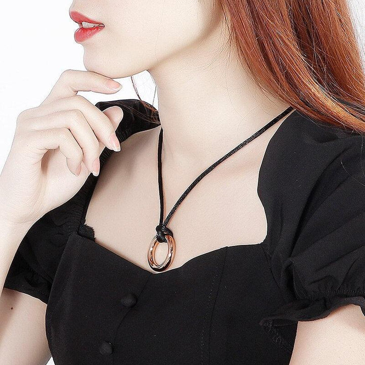 KALEN Fashion New Stainless Steel Simple Round Necklace Long Velvet Rope Temperament Female Zirconia Pendant Gifts Wholesale.