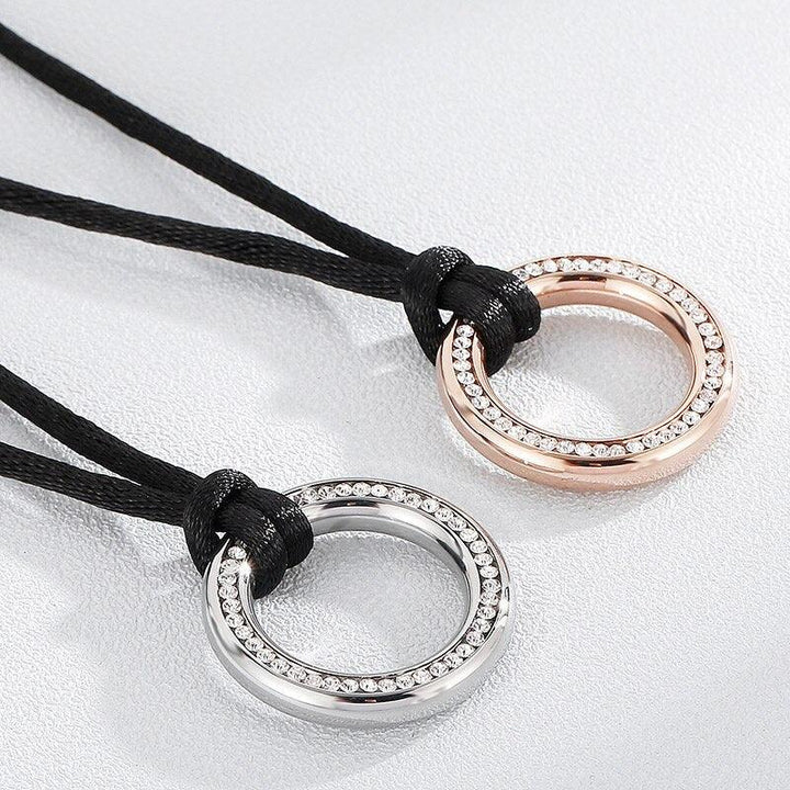 KALEN Fashion New Stainless Steel Simple Round Necklace Long Velvet Rope Temperament Female Zirconia Pendant Gifts Wholesale.