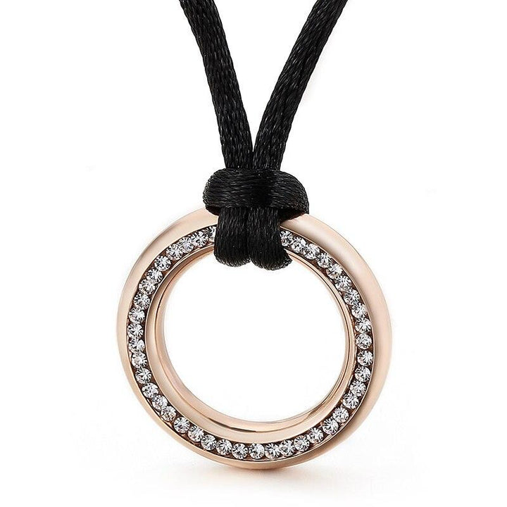 KALEN Fashion New Stainless Steel Simple Round Necklace Long Velvet Rope Temperament Female Zirconia Pendant Gifts Wholesale.