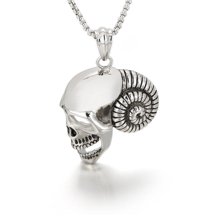 Kalen Vintage Skull Shield Pendant Heavy Men's Necklace Popcorn Chain Jewelry Party Gift.