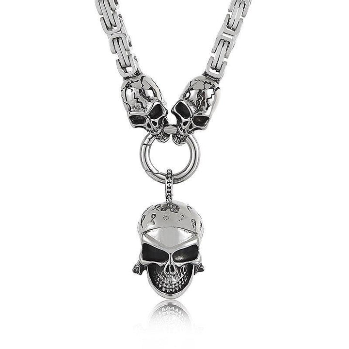 Kalen Skull Series  Pendant Punk Necklace For Men's Charm Metal Accessory Cross Chain.