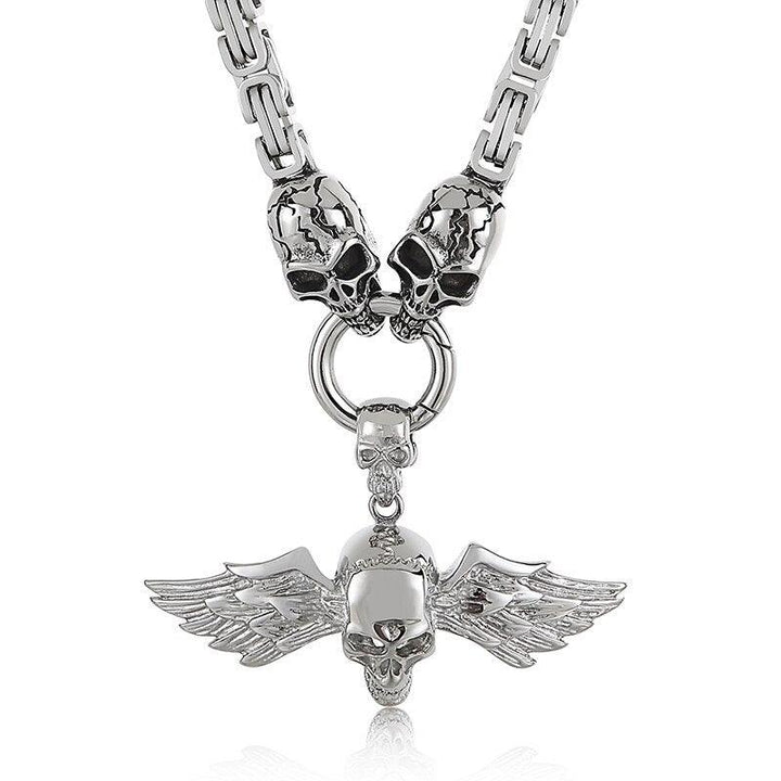 Kalen Skull Series  Pendant Punk Necklace For Men's Charm Metal Accessory Cross Chain.