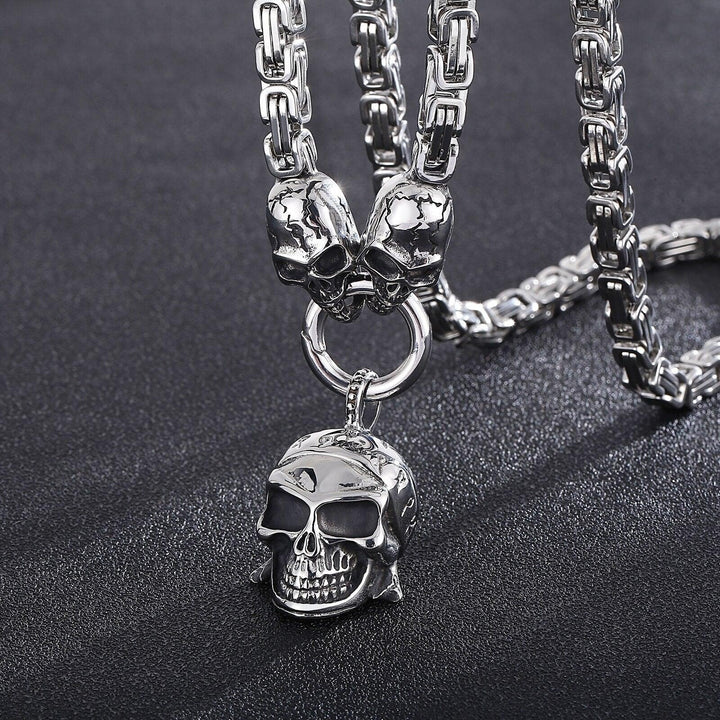 Kalen Skull Series  Pendant Punk Necklace For Men's Charm Metal Accessory Cross Chain.