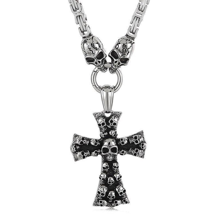 Kalen Skull Series  Pendant Punk Necklace For Men's Charm Metal Accessory Cross Chain.