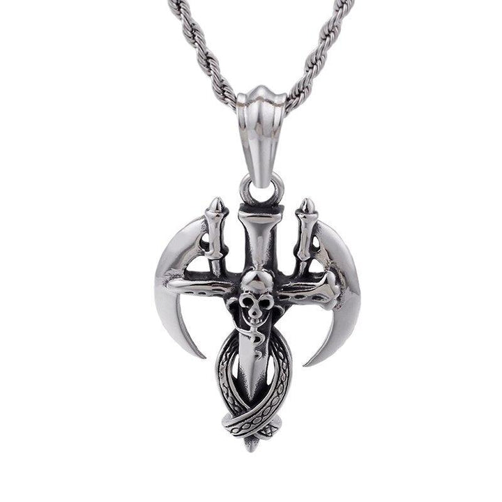 Kalen Skull And Sickle Revenge Pendant Punk Stainless Steel Men's Exquisite Necklace Jewelry Gifts.