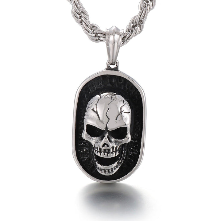 KALEN Vintage Skull Wolf Faucet Necklace Pendant Stainless Steel Twist Rope Necklace Men Punk Jewelry.