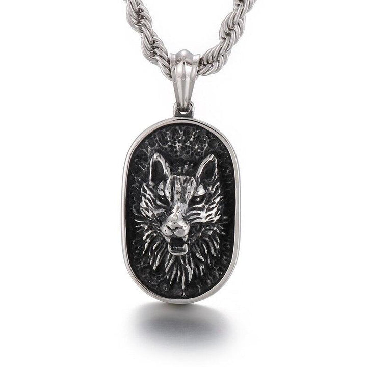 KALEN Vintage Skull Wolf Faucet Necklace Pendant Stainless Steel Twist Rope Necklace Men Punk Jewelry.