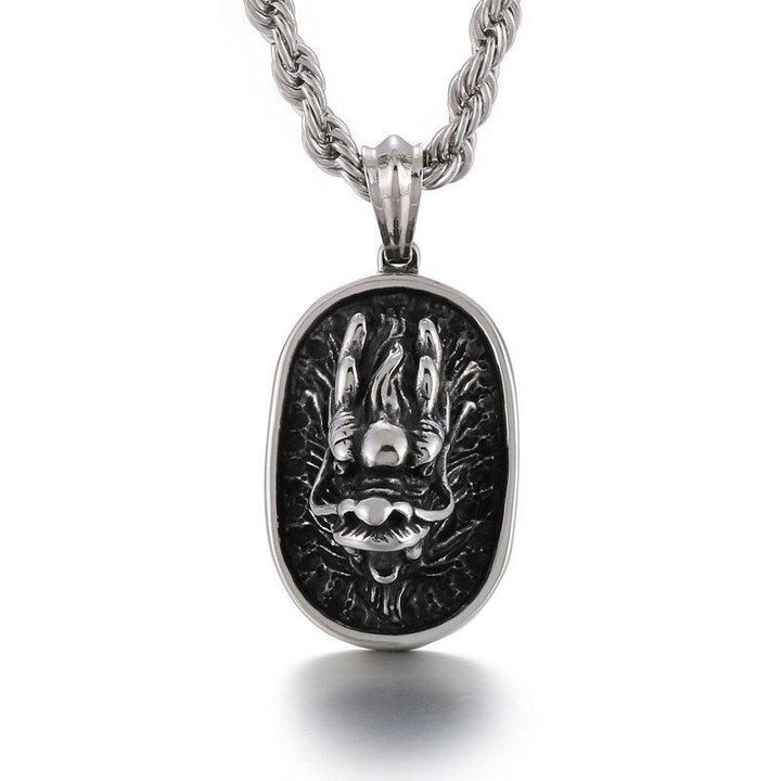 KALEN Vintage Skull Wolf Faucet Necklace Pendant Stainless Steel Twist Rope Necklace Men Punk Jewelry.