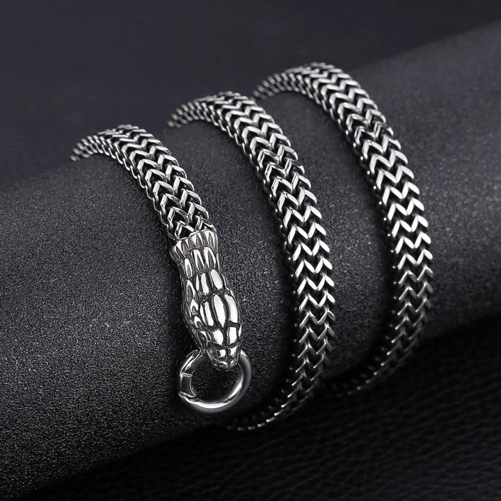 Kalen  Punk Snake Braided Chain Necklace Trend Metal Stainless Steel 60CM Long  Accessories Men Jewelry.