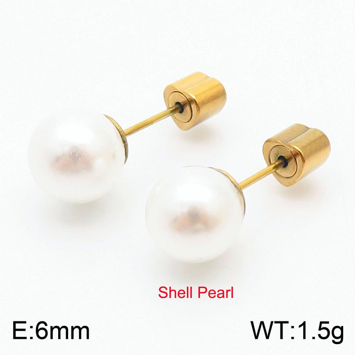 Stainless Steel 6/8/10/12mm Pearl Ball Stub Earrings - kalen