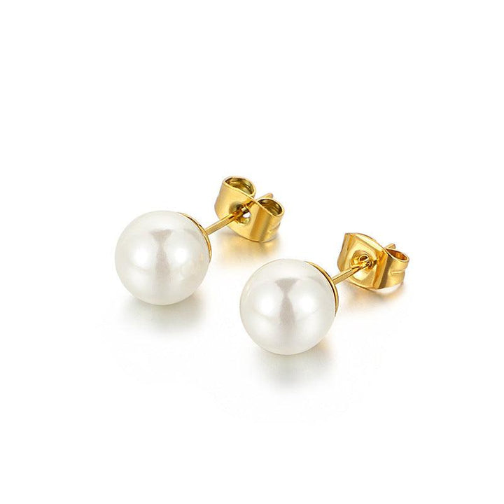 Stainless Steel 6/8/10/12mm Pearl Ball Stub Earrings - kalen